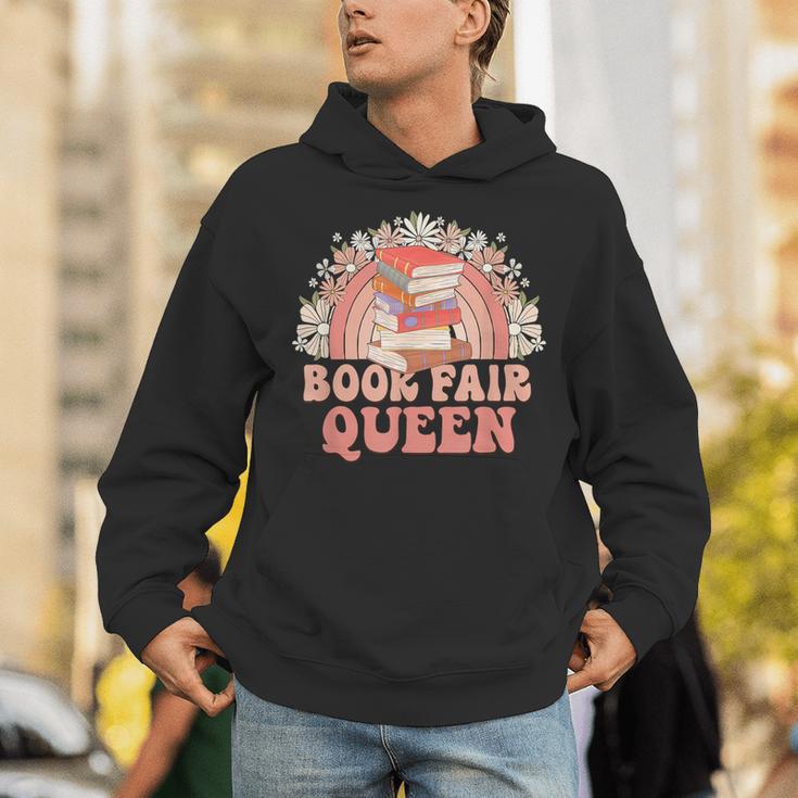 Library Book Fair Queen Vibe Groovy Retro School Reading Unisex Hoodie