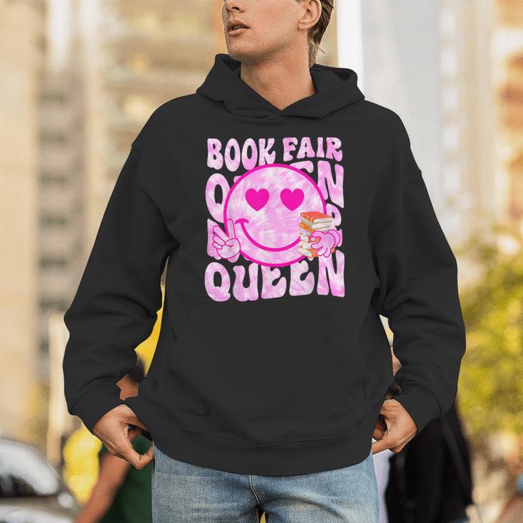 Library Book Fair Queen Vibe Groovy Tie Dye School Reading Unisex Hoodie