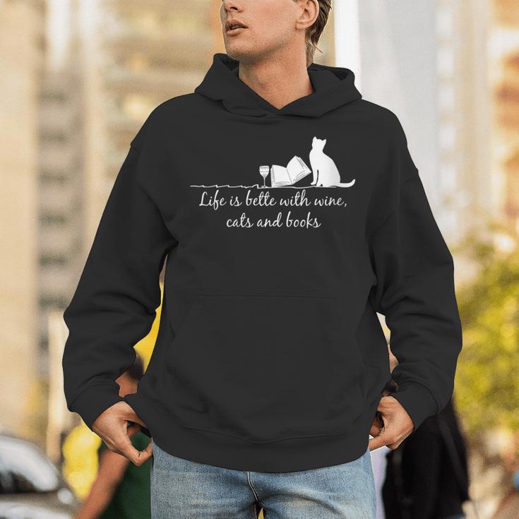 Life Is Better With Books Cats And Wine- Shirt And Outfits Unisex Hoodie Life Is Better With Books Cats And Wine- Shirt And Outfits Unisex Hoodie