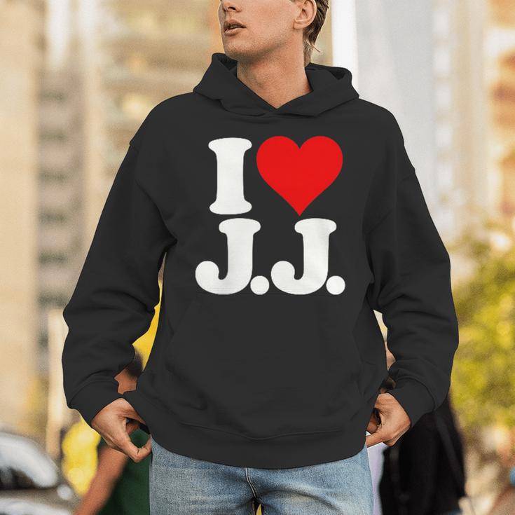 I Love Heart JJ Jj J J イニシャル パーカー