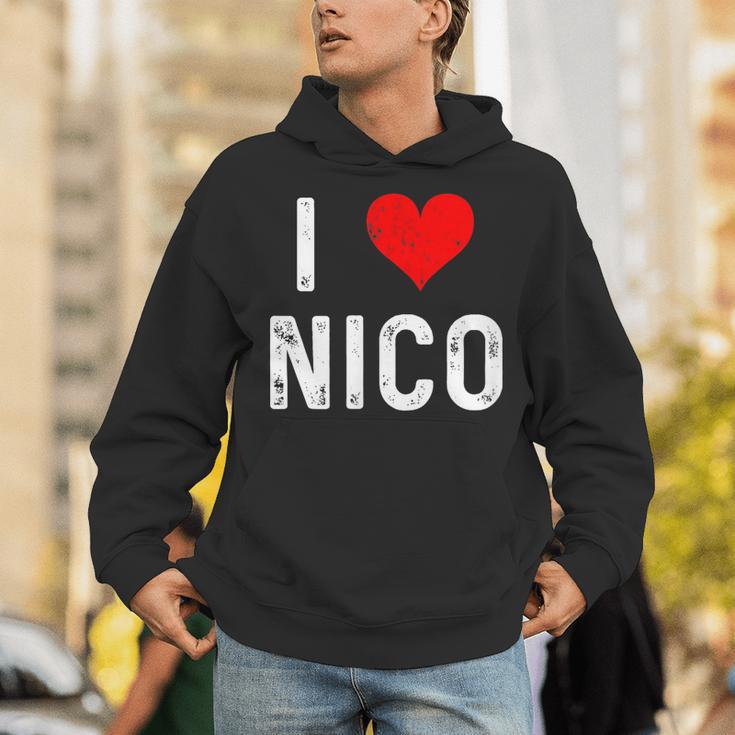 I Love Nico ハート アンティーク調 パーカー