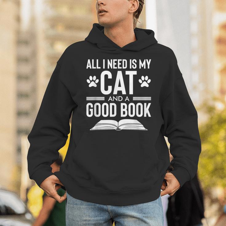 All I Need Is My Cat And a Good Book Cat Lover Unisex Hoodie