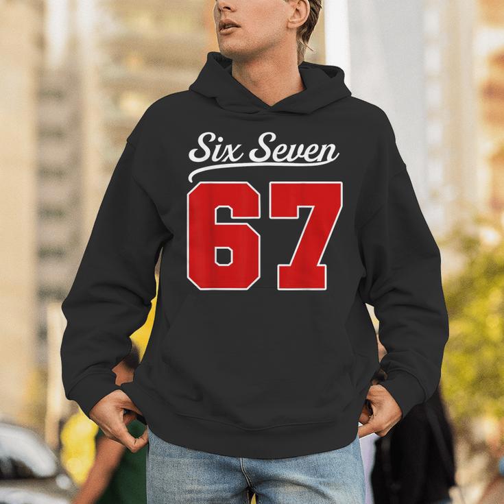 Number 67 Numbered Six Seven Baseball Jersey Style Team 67 Unisex Hoodie