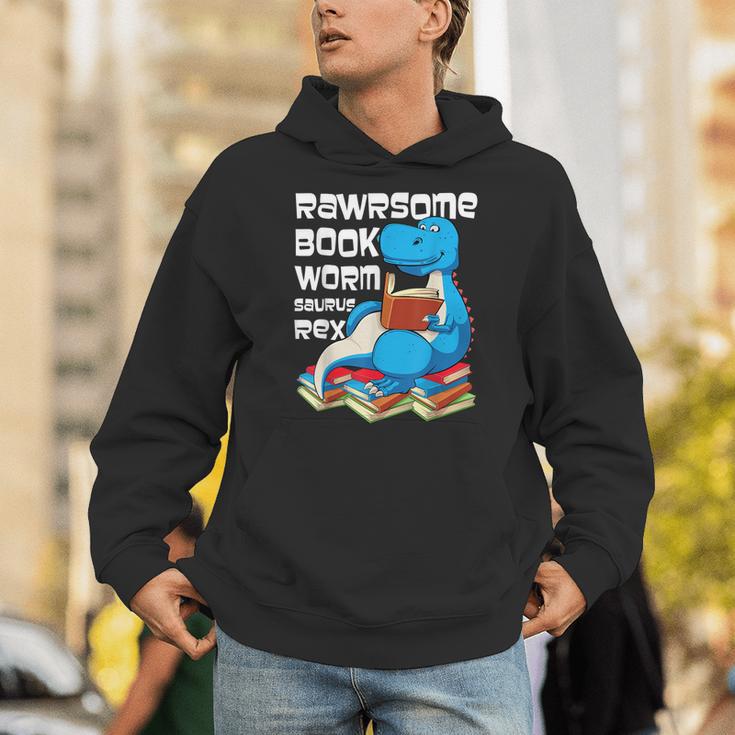 Rawrsome Bookworm Dinosaur T-Rex Book Reading Boys Unisex Hoodie