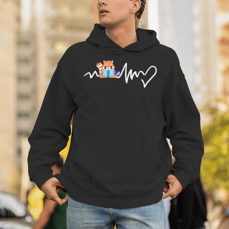 Red Panda Reading Book Heartbeat Unisex Hoodie Red Panda Reading Book Heartbeat Unisex Hoodie