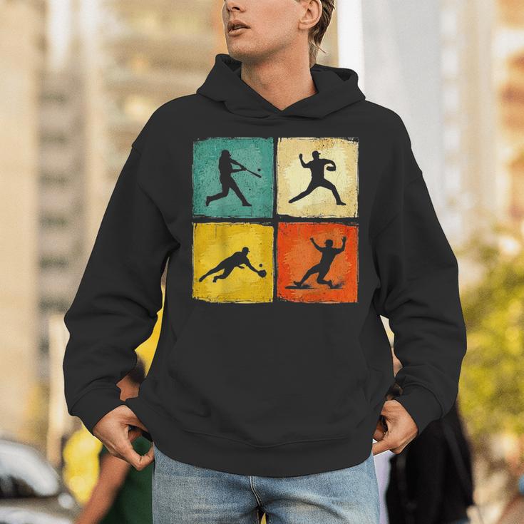 Retro Style Baseball Lover Playing Men Women Kids Baseball Unisex Hoodie
