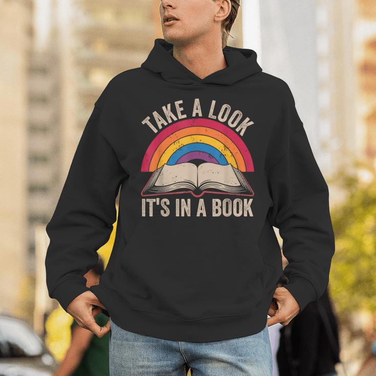 Retro Vintage Rainbow Take a Look It’s In a Book Reading Unisex Hoodie