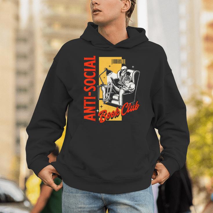 Skeleton Reads a Book Anti Social Book Club Unisex Hoodie
