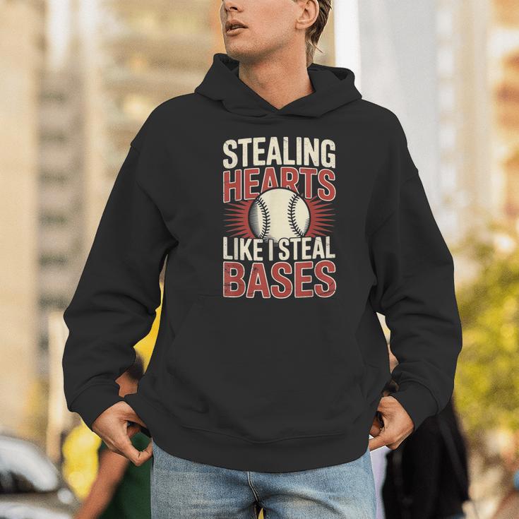 Stealing Hearts Like I Steal Bases Baseball Valentine Retro Unisex Hoodie