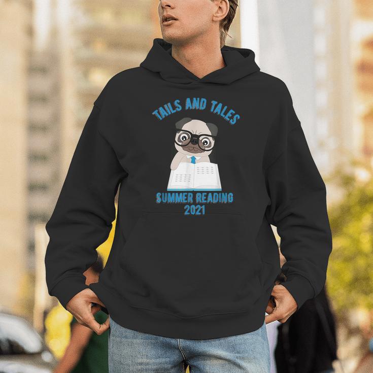 Tails And Tales Summer Reading 2021 Pug Dog Book Lovers Men Women Unisex Hoodie