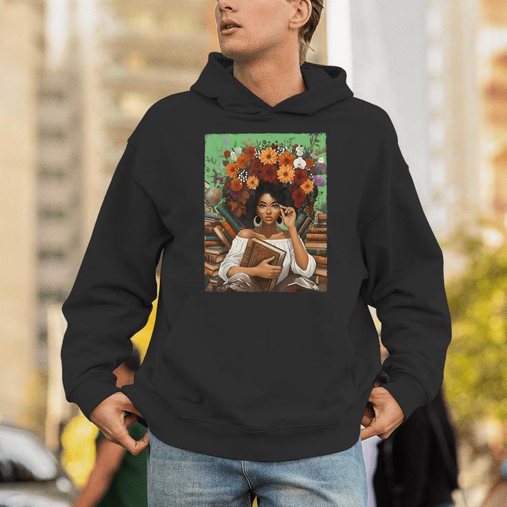 History Month Black Afro Girl Women Book Lovers Floral Unisex Hoodie