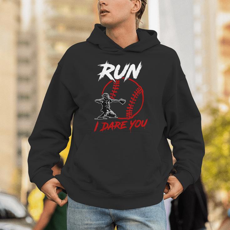 Vintage Baseball Catcher Boys Go Ahead Run I Dare You Unisex Hoodie Vintage Baseball Catcher Boys Go Ahead Run I Dare You Unisex Hoodie