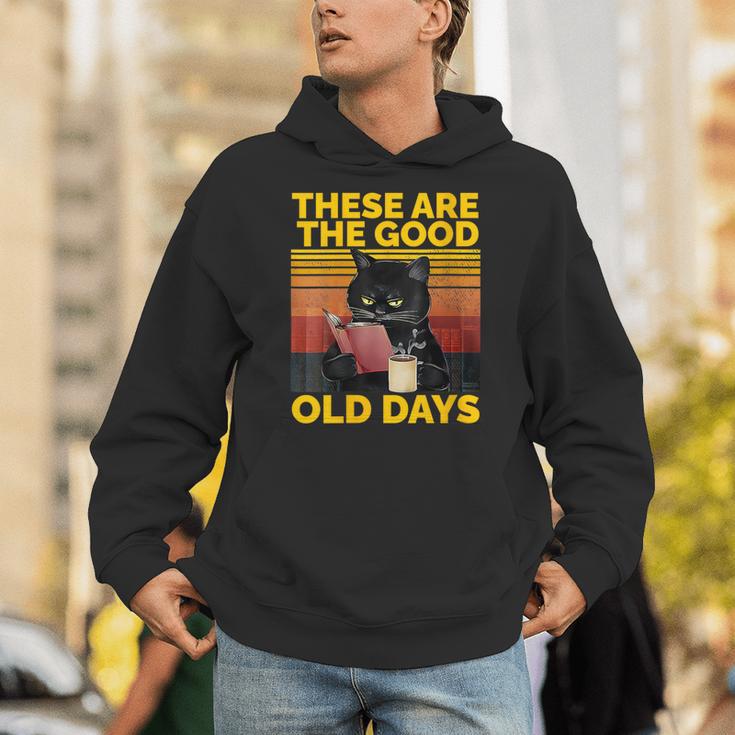 Women's These Are The Good Old Days Cat Reading A Book Unisex Hoodie Women's These Are The Good Old Days Cat Reading A Book Unisex Hoodie
