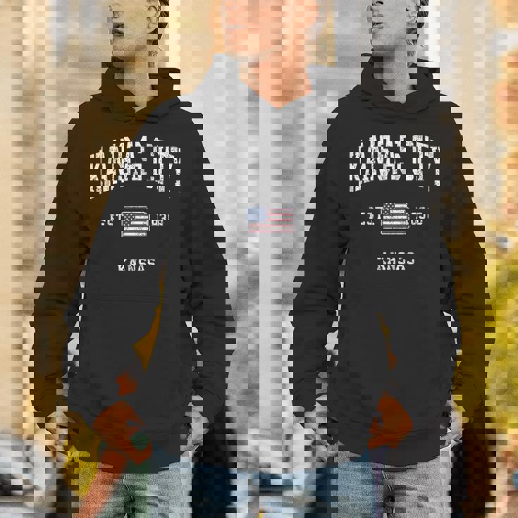 カンザスシティカンザスks ヴィンテージ アメリカ国旗 スポーツデザイン パーカー