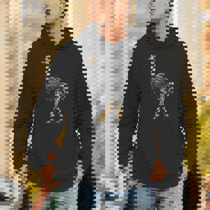 ダチョウ ポートレート 動物 モチーフ 描画 鳥 アート 長袖tシャツ パーカー