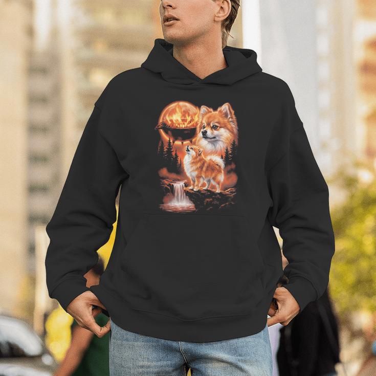 ポメラニアン ハウリング Bbq グリルマスター お父さん ユーモア 面白い 長袖tシャツ パーカー