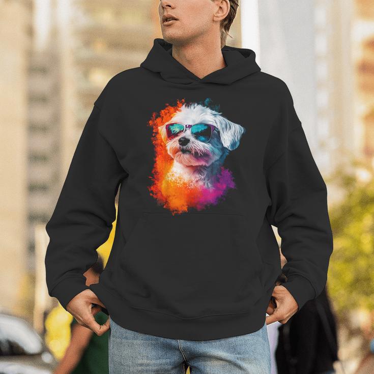 マルチーズ 犬 グラフィック ペット イラスト サングラス マルチーズ パーカー