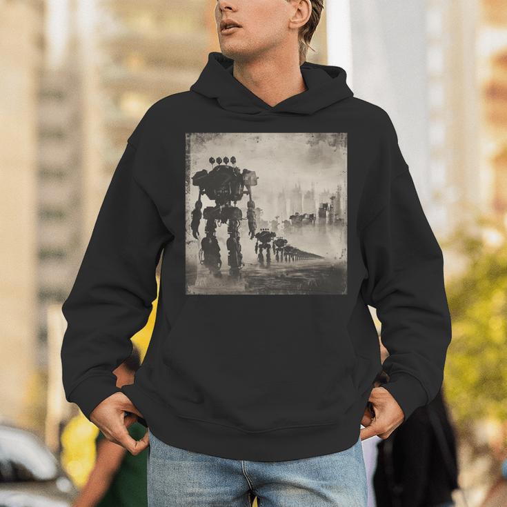 ロボットの行進、Sf、ロボット 長袖tシャツ パーカー