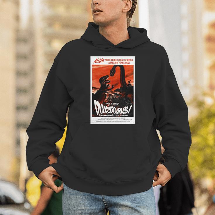 恐竜レトロヴィンテージ映画ポスタープリント 長袖tシャツ パーカー