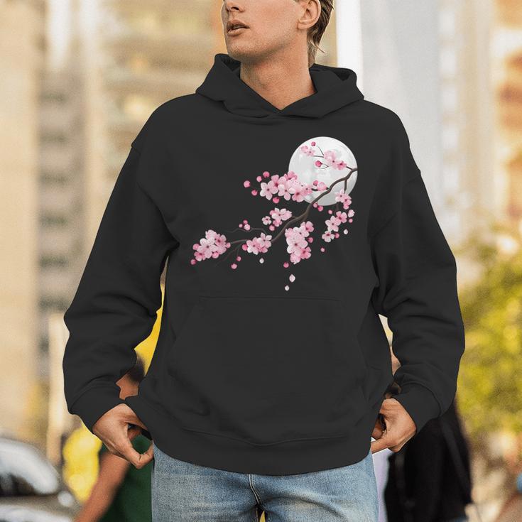 桜の木と月 日本の美しい桜 春 パーカー