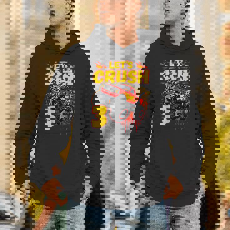 男の子、3歳、英語で、モンスタートラック、誕生日 パーカー