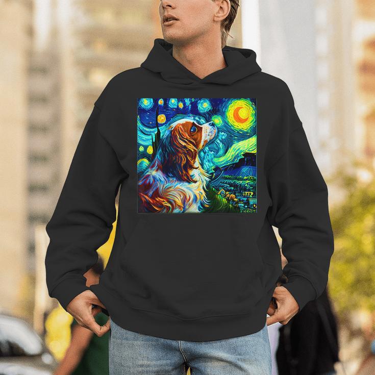 面白いtシャツ 犬 キャバリア ゴッホ 星月夜 わんこ メンズ おもしろ グッズ 服 かわいい パーカー