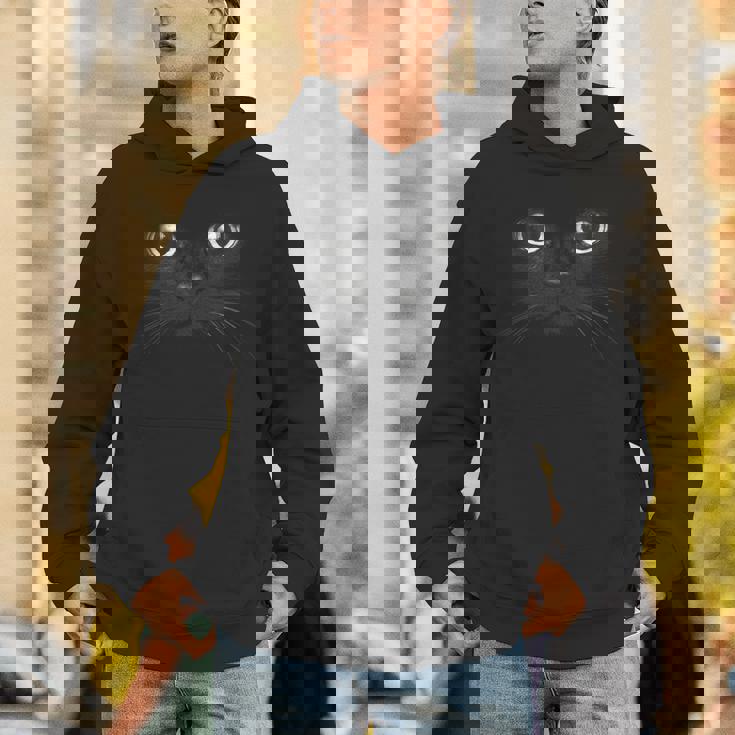 黒猫 顔 グラフィックデザイン 面白い猫 ハロウィンコスチューム パーカー