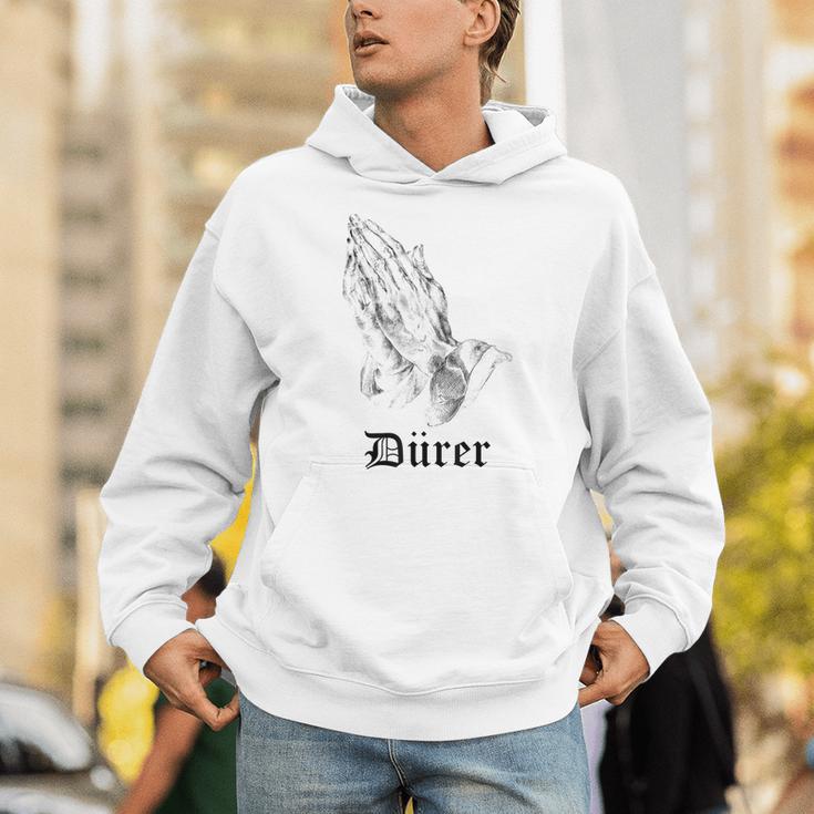Albrecht Dürer Durer クリスチャンアート 祈りの手 ホワイト パーカー