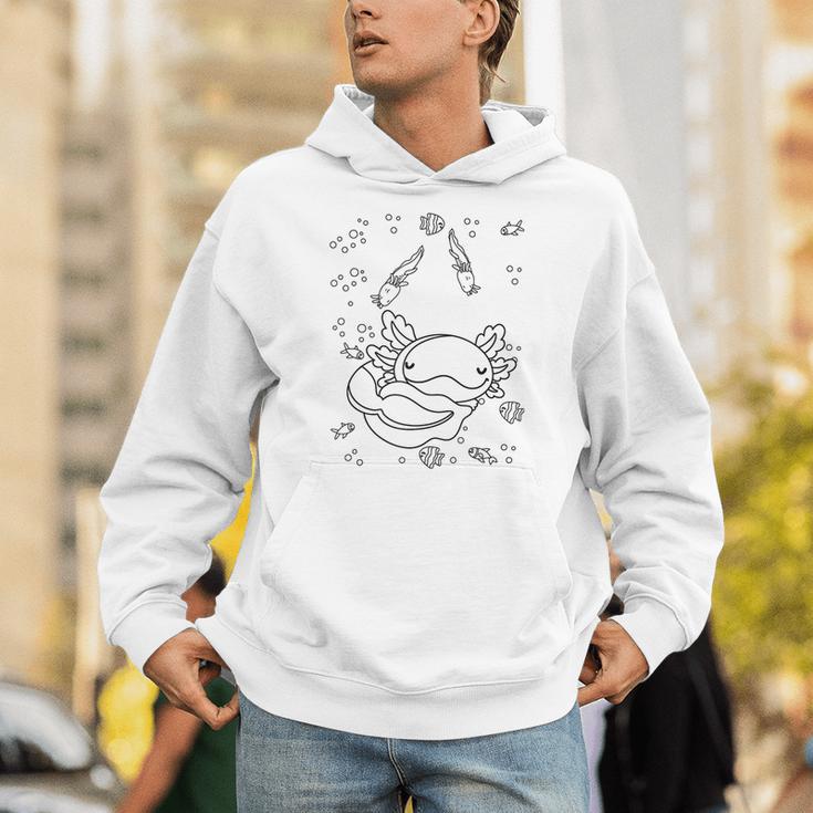 Axolotl Colouring Shirt For Children Adults 003 Colouring Book Unisex Hoodie