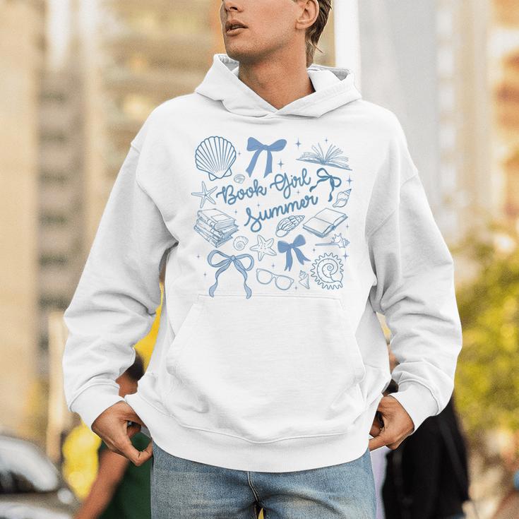 Book Girl Summer Bow Beach Seashell Summer Unisex Hoodie
