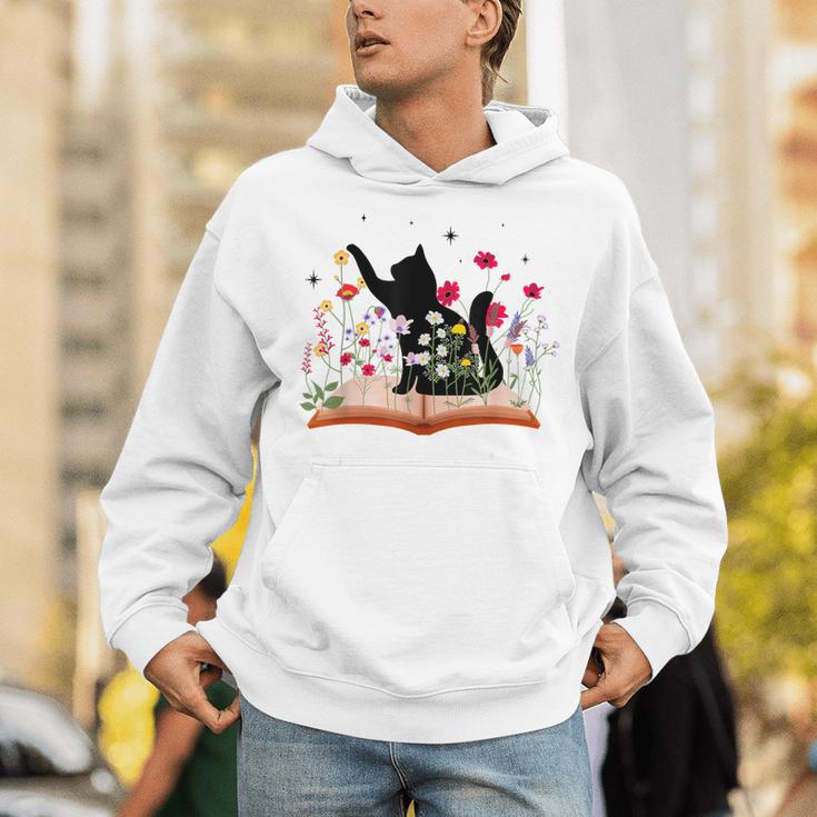 Cat Kitten Wildflower Book Pet Owner Librarian Unisex Hoodie