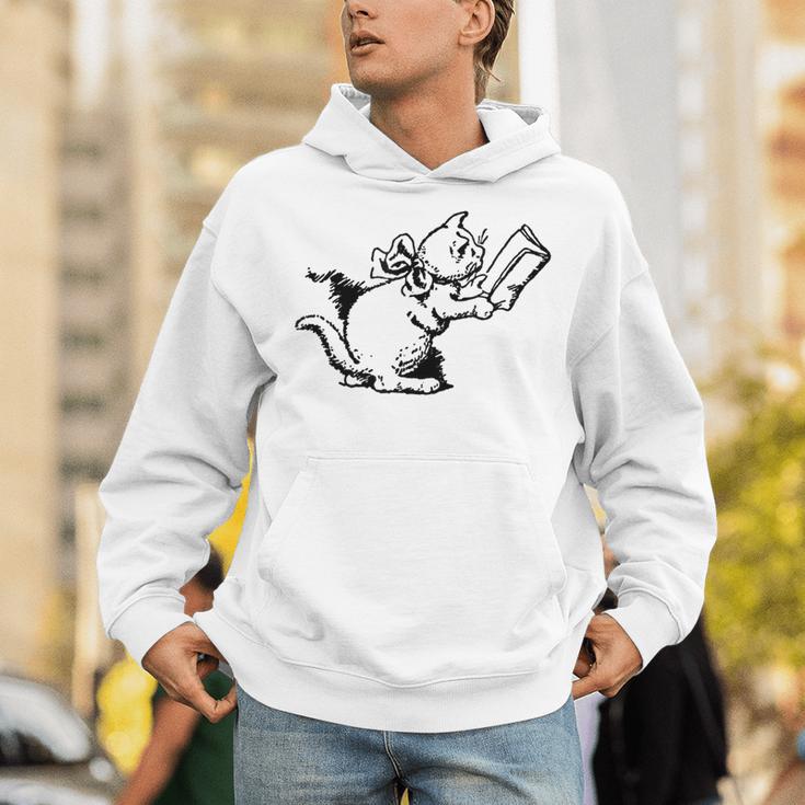 Cat Reading a Book Print Unisex Hoodie