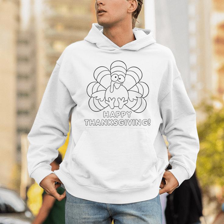 Coloring Book Style Blank Happy Thanksgiving Turkey Unisex Hoodie Coloring Book Style Blank Happy Thanksgiving Turkey Unisex Hoodie