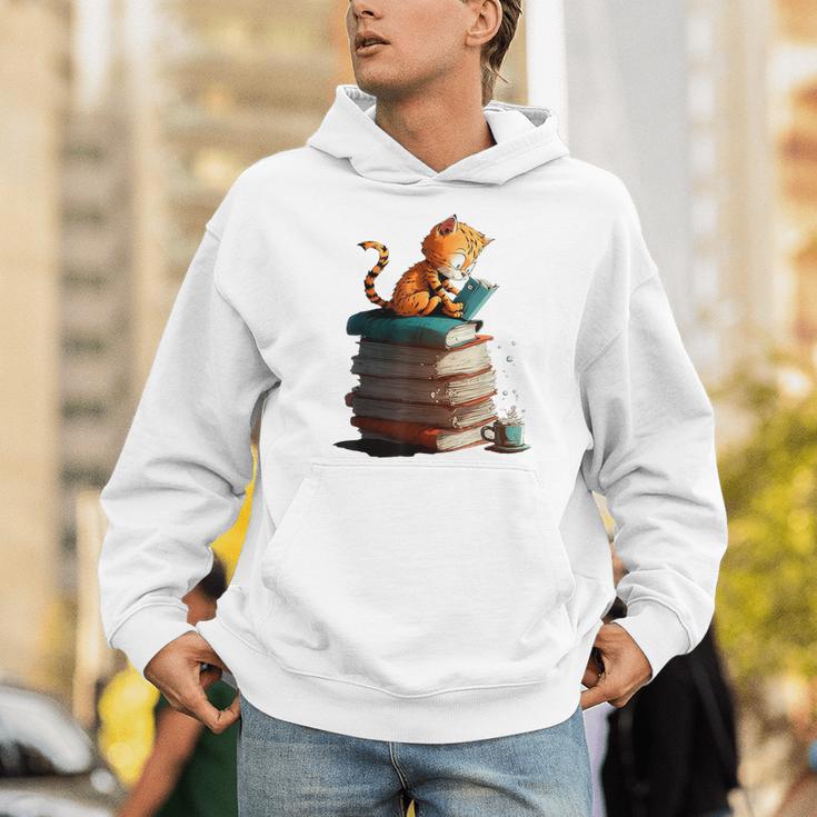 Cute Cat Lovers Book Lovers For Women And Men Unisex Hoodie