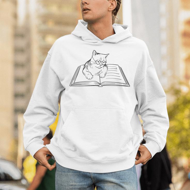 Cute Cat Reading Book Literature Kitty Unisex Hoodie Cute Cat Reading Book Literature Kitty Unisex Hoodie