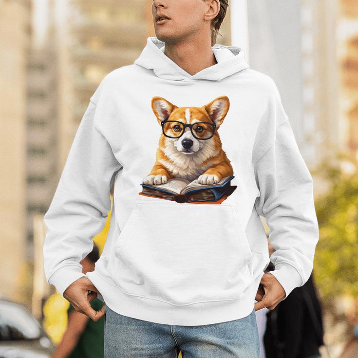 Cute Dog Corgi Reading Book Unisex Hoodie