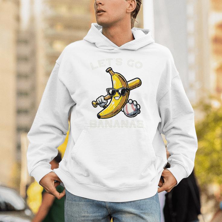 Lets Go Bananas Baseball Retro Sports Boys Kids Men Youth Premium Tri-Blend Unisex Hoodie