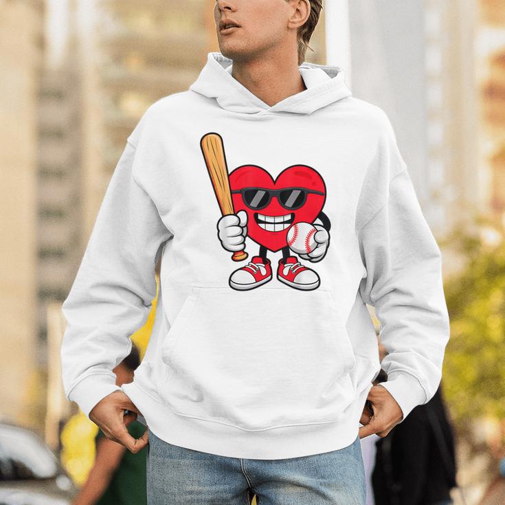 Heart Playing Baseball Valentines Day Unisex Hoodie