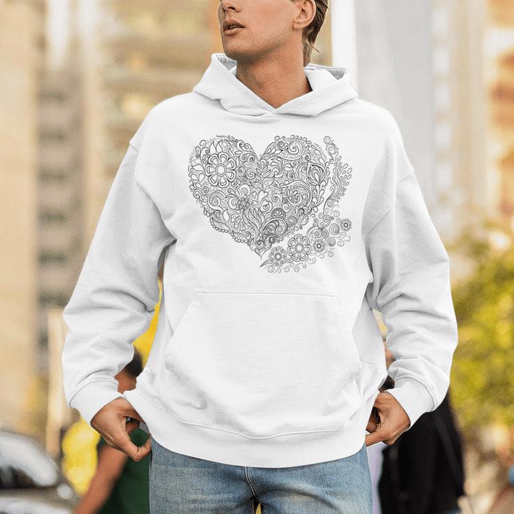 Heart Shaped Adult Coloring Book Style FashionShirt Unisex Hoodie Heart Shaped Adult Coloring Book Style FashionShirt Unisex Hoodie