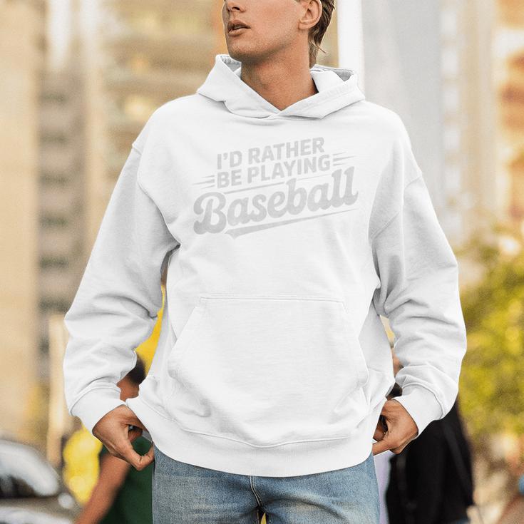 I'd Rather Be Playing Baseball Player Coach Fan Game Day Tee Premium Tri-Blend Unisex Hoodie