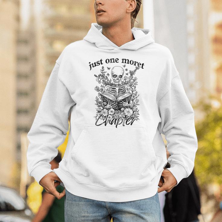 Just One More Chapter Vintage Floral Skeleton Reading Book Unisex Hoodie