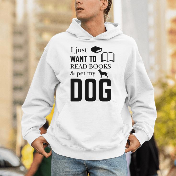 I Just Want To Read Books And Pet My Dog Reading Unisex Hoodie