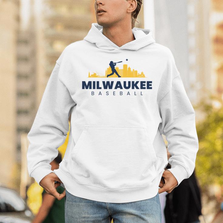 Milwaukee Baseball Minimalist City Skyline Baseball Lover Unisex Hoodie