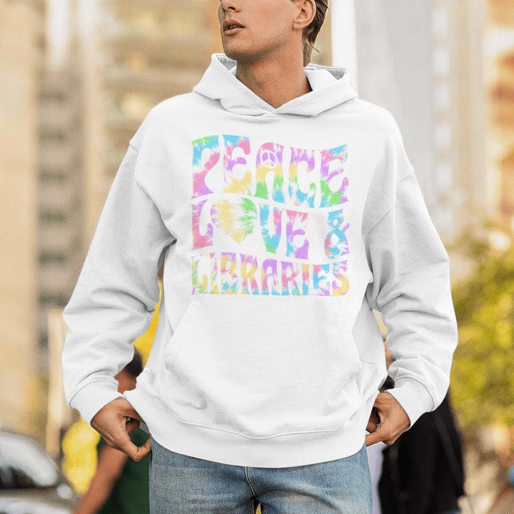 Peace Love And Libraries Heart And Books Graphic Premium Tri-Blend Unisex Hoodie