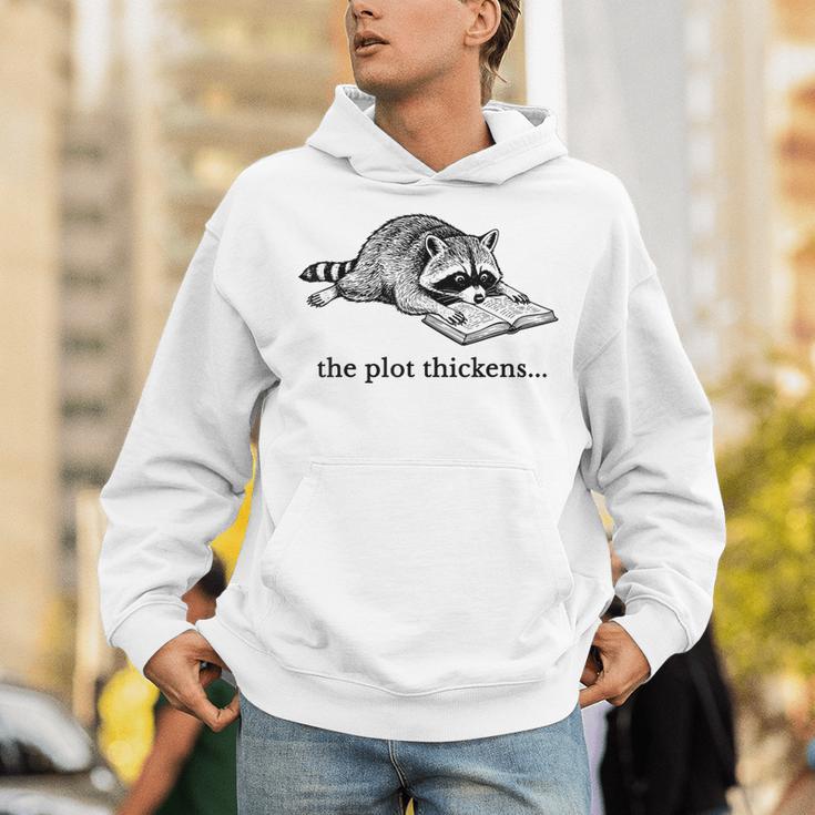 The Plot Thickens Raccoon Reading Book Bookish Unisex Hoodie