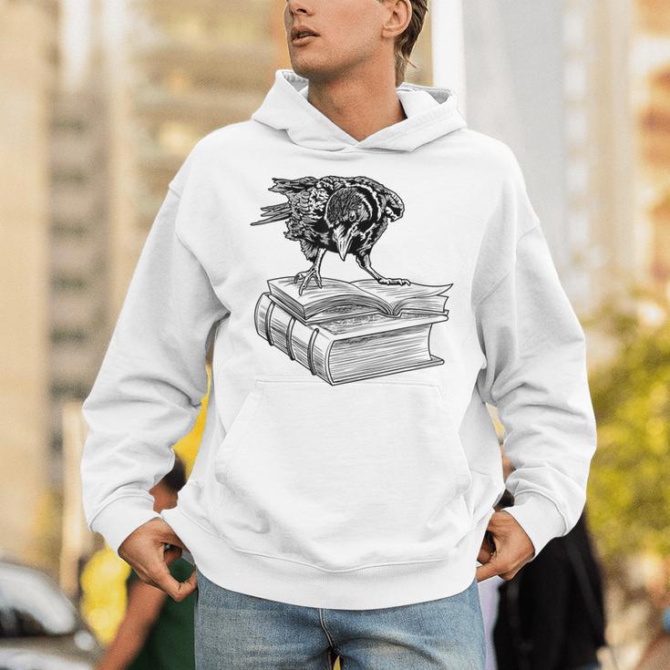Raven Crow Book Aesthetic Dark Academia Bookworm Unisex Hoodie