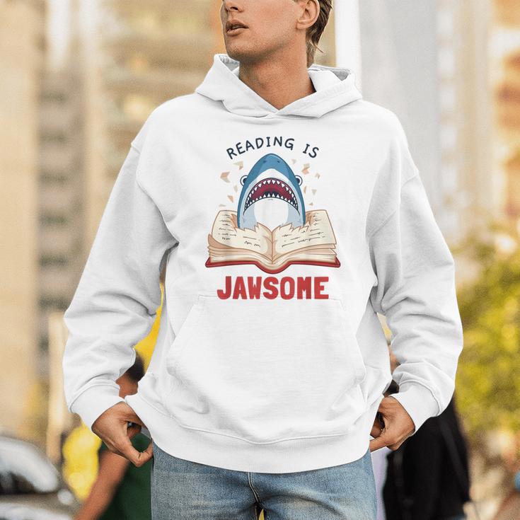 Reading Is Jawsome Bookworm Shark Book Lover For Kids Unisex Hoodie