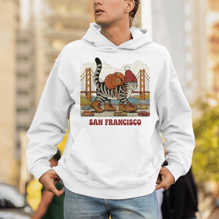 San Francisco Cat Tshirt Golden Gates Bridge Reading Books Unisex Hoodie