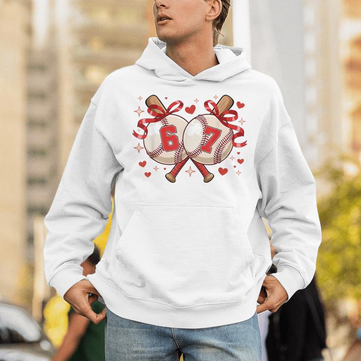 Six Seven 67 Meme Baseball Coquette Bow Valentine Unisex Hoodie