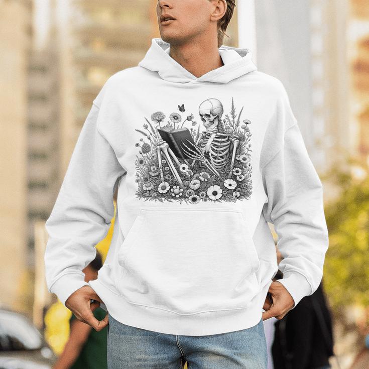 Skeleton Reading Book Floral Bookish Aesthetic Book Lover Unisex Hoodie Skeleton Reading Book Floral Bookish Aesthetic Book Lover Unisex Hoodie